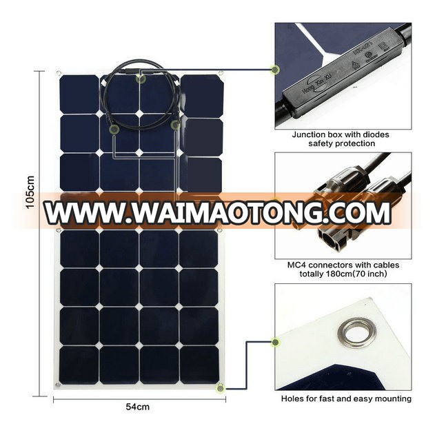 Factory Direct 100watt Mono Semi Flexible Solar Panel Cell Marine